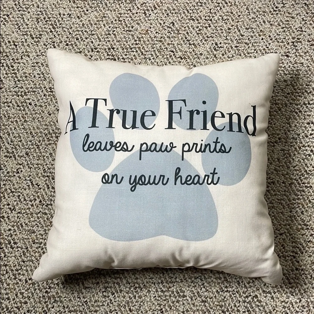 Decorative Pillow with Blue Paw Print Design